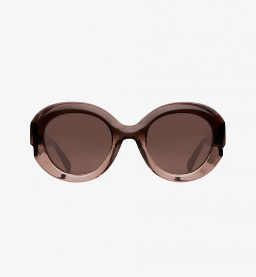 Emmanuelle Khanh Round Sunglasses - Dark Tan Timeless Martha's Vineyard