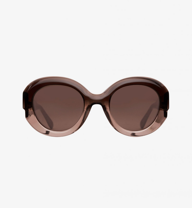 Emmanuelle Khanh Round Sunglasses - Dark Tan Timeless Martha's Vineyard