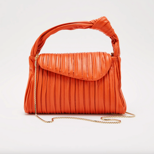 Biagini Softissima Small Ruched Orange Leather Bag Timeless Martha's Vineyard 