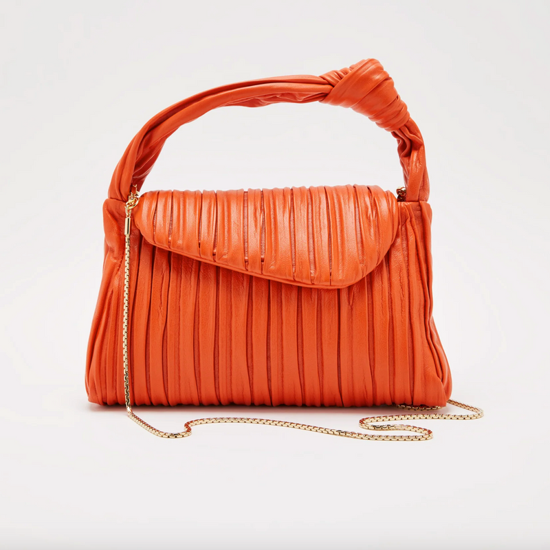 Biagini Softissima Small Ruched Orange Leather Bag Timeless Martha's Vineyard 
