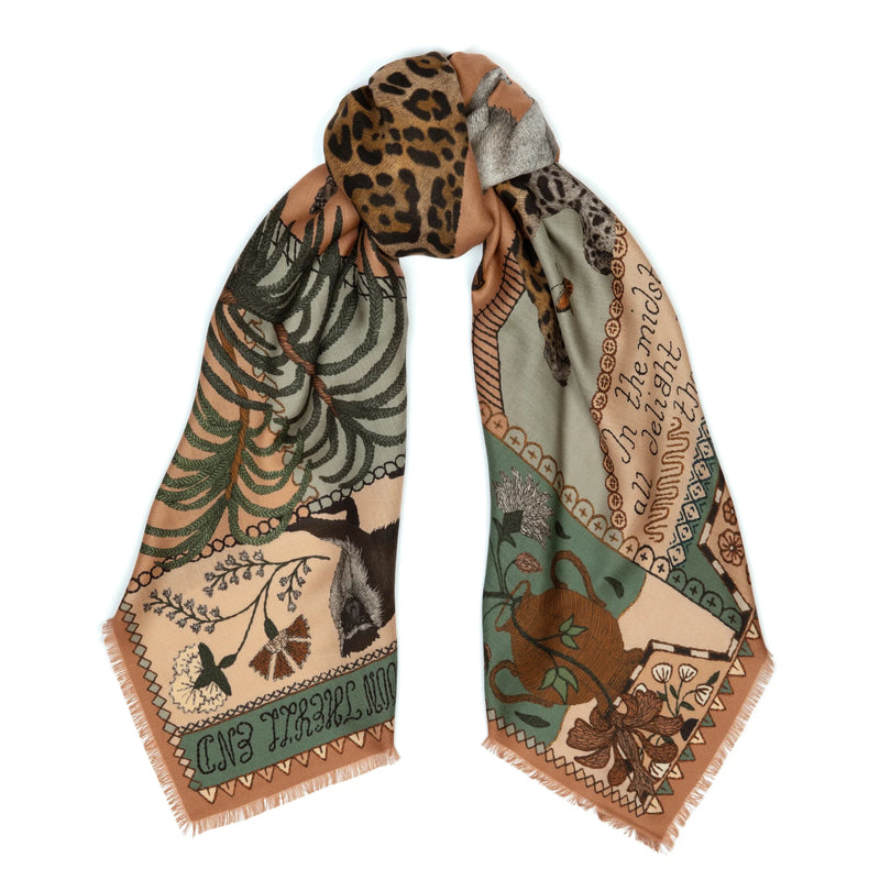 Sabina Savage The Jaguar's Paradise Wool + Silk Scarf Timeless Martha's Vineyard 