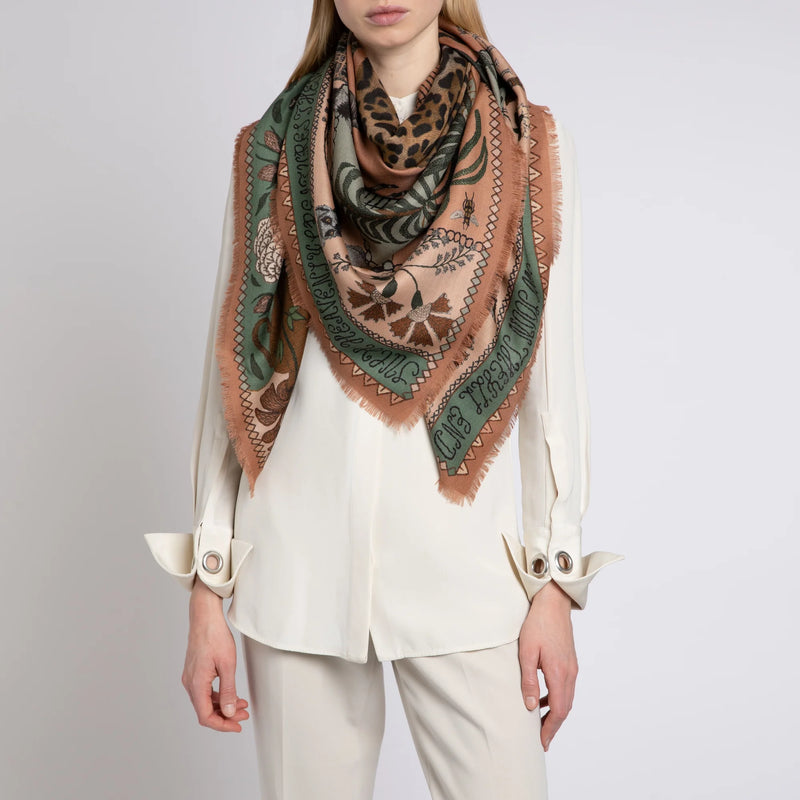 Sabina Savage The Jaguar's Paradise Wool + Silk Scarf Timeless Martha's Vineyard 