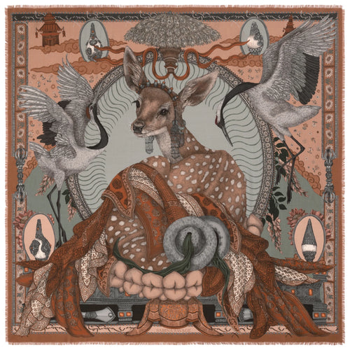 Sabina Savage The Song Deer Wool + Silk Scarf Coral Timeless Martha's Vineyard 
