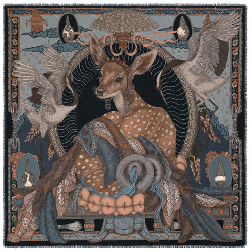 Sabina Savage The Song Deer Wool + Silk Scarf Storm Timeless Martha's Vineyard 