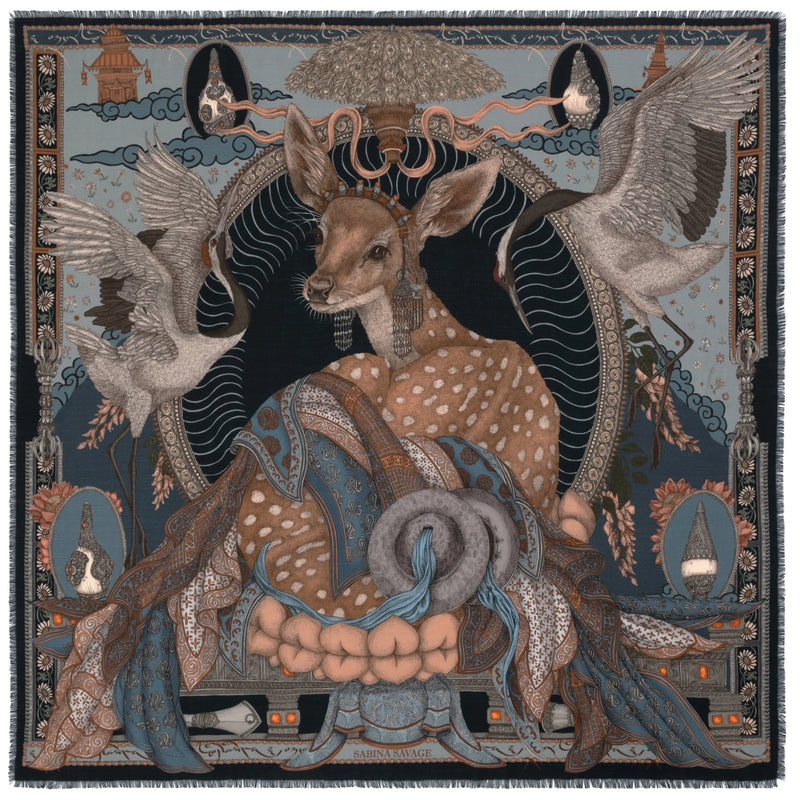 Sabina Savage The Song Deer Wool + Silk Scarf Storm Timeless Martha's Vineyard 