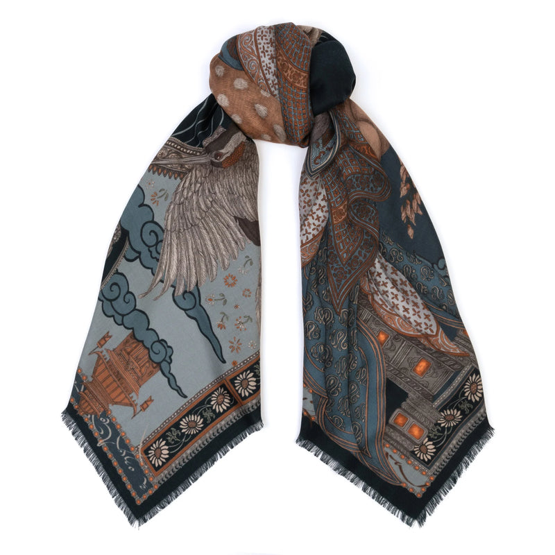 Sabina Savage The Song Deer Wool + Silk Scarf Storm Timeless Martha's Vineyard 