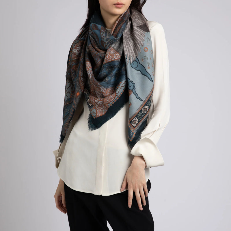 Sabina Savage The Song Deer Wool + Silk Scarf Storm Timeless Martha's Vineyard 