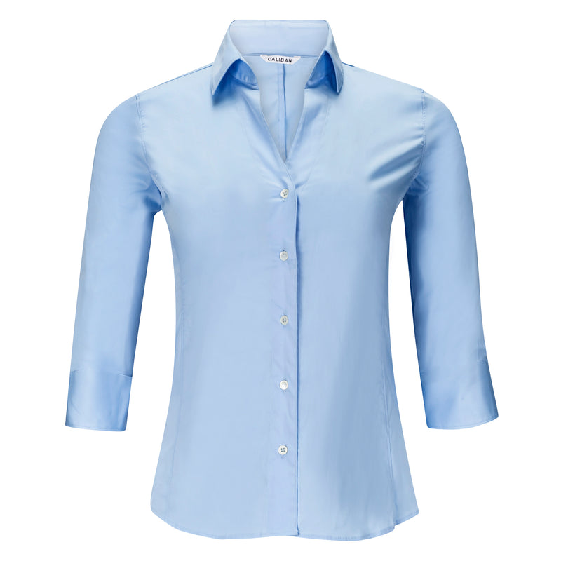 Timeless Martha's Vineyard 3/4 Sleeve Cotton Blouse - Powder Blue