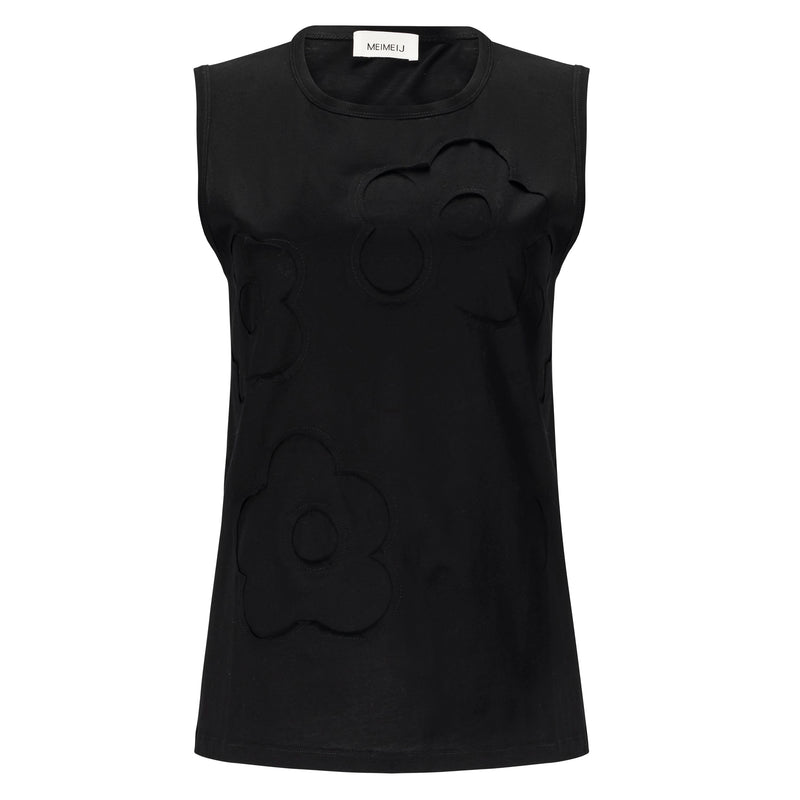 Meimeij Flower Sleeveless Tee - Black Timeless Martha's Vineyard