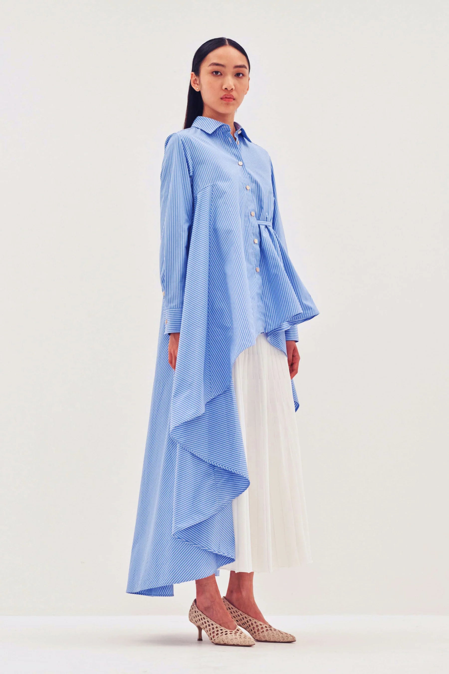palmer harding shirt dress Palmer//Harding Cotton Stripe Resilient Maxi Shirt Dress - Navy