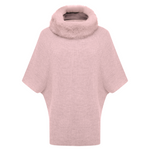 Poncho with Fur Collar - Antique Pink