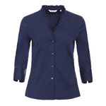 Caliban Ruffle Edge Blouse - Navy Timeless Martha's Vineyard 