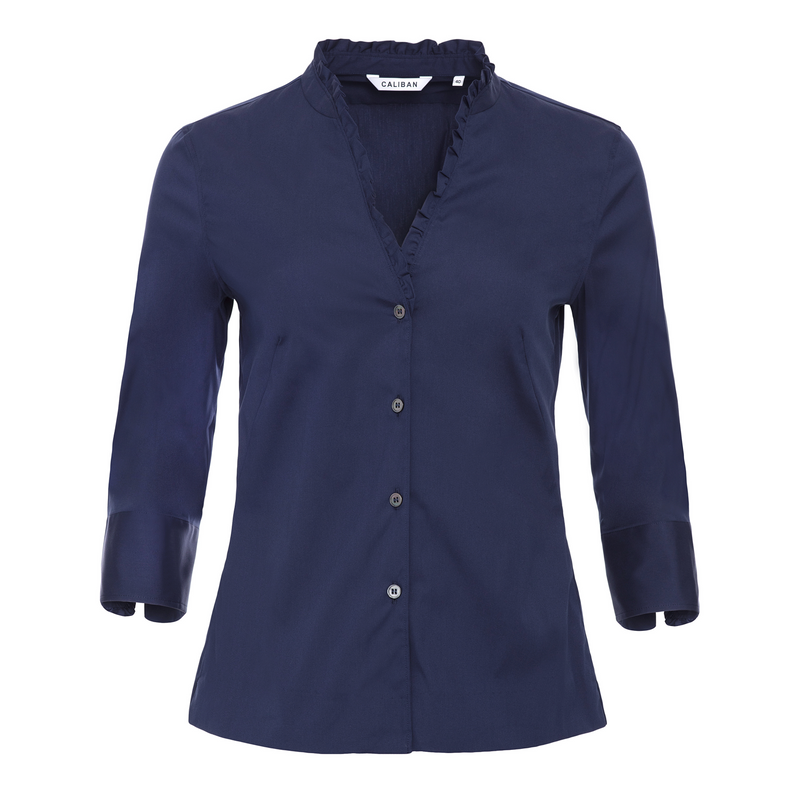 Caliban Ruffle Edge Blouse - Navy Timeless Martha's Vineyard 