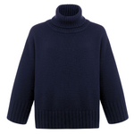 La Fée Parisienne Hand-Knit Cashmere Turtleneck Dior - Navy Timeless Martha's Vineyard