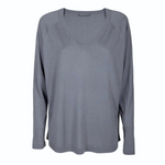 Purotatto Silk Cashmere V-Neck - Stone Blue Grey Timeless Martha's Vineyard 