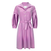 Margareth & Moi Lilac Puff Sleeve Taffeta Belted Short Dress 