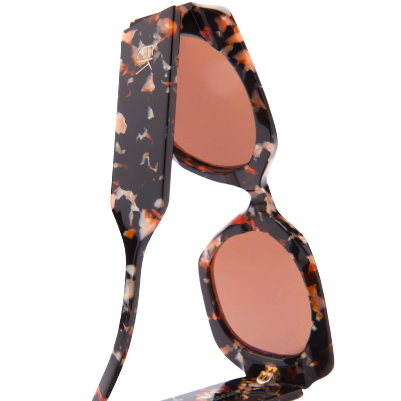 Round Acetate Sunglasses - Orange + Black