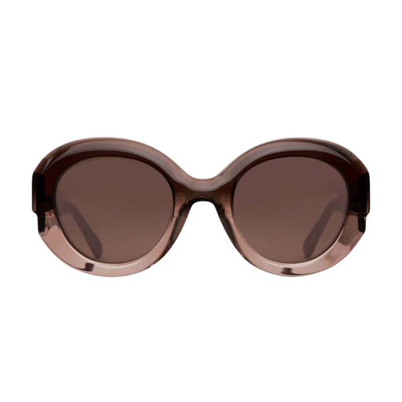 Emmanuelle Khanh Dark Tan Round Acetate Sunglasses Timeless Martha's Vineyard 