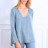 Gloria Cashmere V-Neck Sweater - Blue Heather