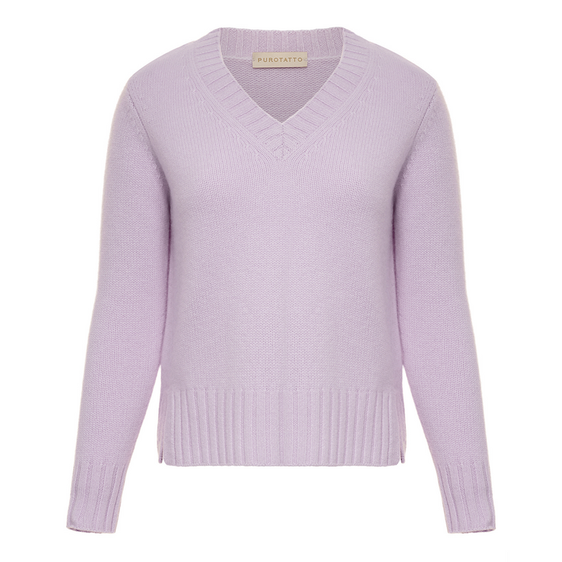 Purotatto Cashmere V-Neck Sweater - Lilac Timeless Martha's Vineyard