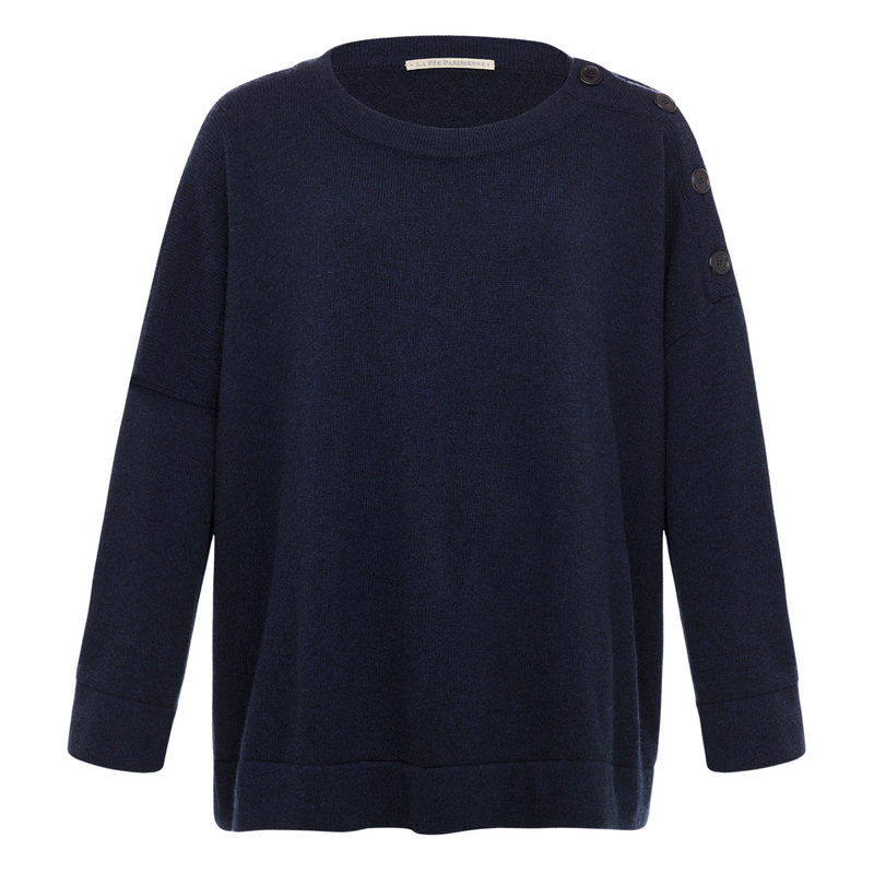 Sabbia Cashmere Button Sweater - Charcoal Grey