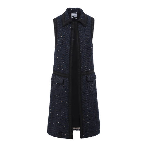 Edward Achour Metallic Tweed Gilet - Marine et Noir Timeless Martha's Vineyard