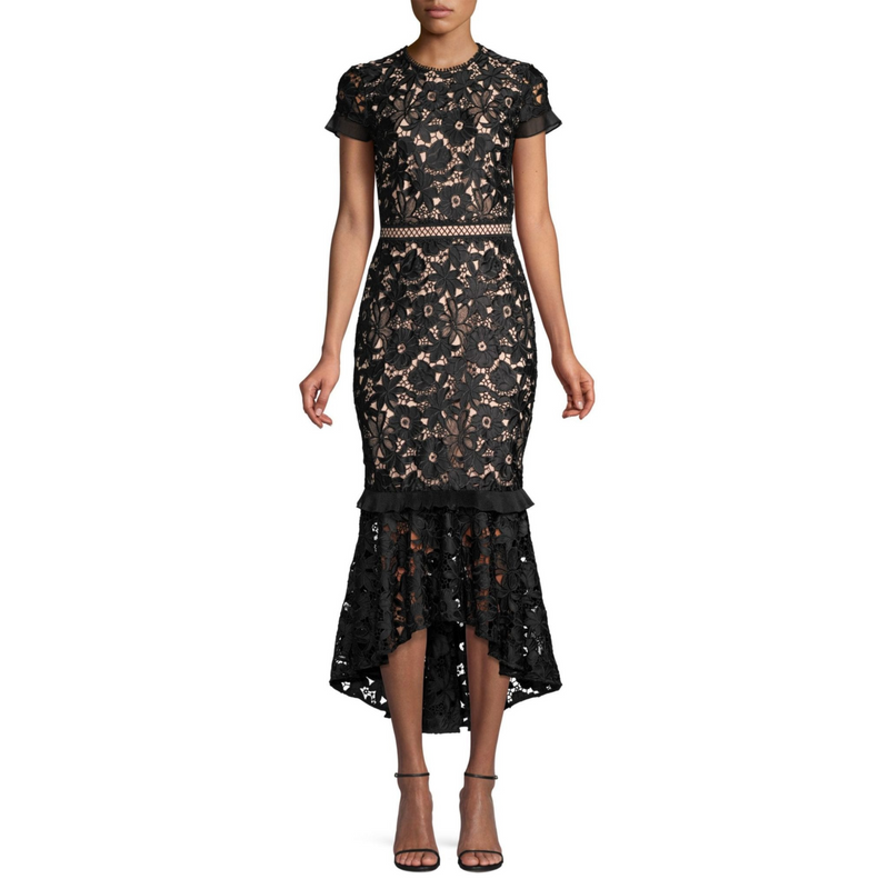 Shoshanna Senna Mermaid Dress - Black Lace with Nude Underlay Timeless Martha's Vineyard Shoshanna Senna Mermaid Dress - Black Lace with Nude Underlay Timeless Martha's Vineyard