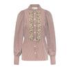 Maison Common Striped Blouse with Neon Frill Timeless Martha's Vineyard