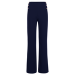  Edward Achour Wide Leg Crepe Trousers with Coin Buttons
