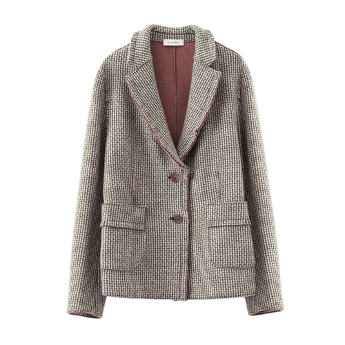 Rosso35 Wool Tweed Jacket - Grey and Camel Timeless Martha's Vineyard