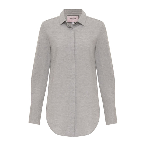 Bagutta Cotton and Cashmere Button Down in Grey Timeless Martha's Vineyard 