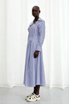 Hold Close Striped Cotton Shirt Dress - Blue + White