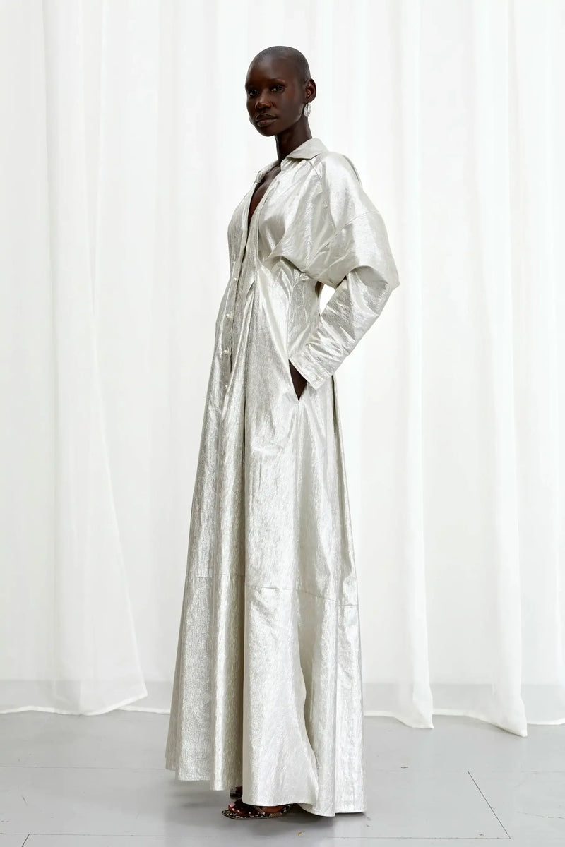 Honesty Opens Linen Gown - Silver