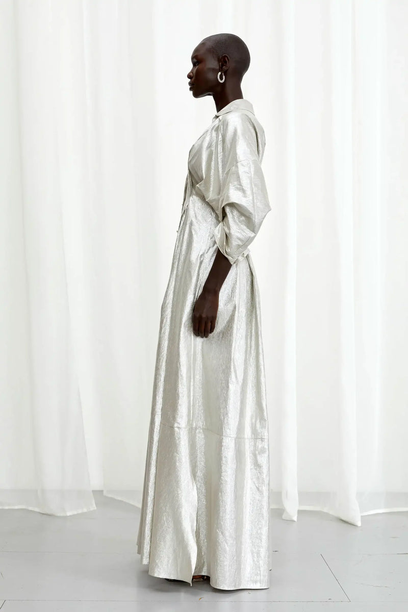 Honesty Opens Linen Gown - Silver