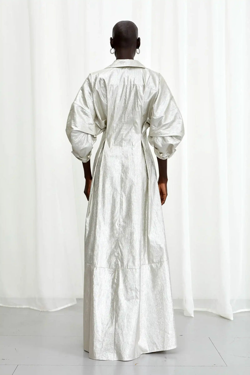 Honesty Opens Linen Gown - Silver