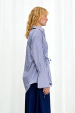 Love Revisited Striped Wrap Shirt - Blue + White