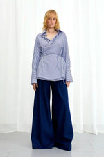 Love Revisited Striped Wrap Shirt - Blue + White