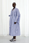 Emotive Striped Oversized Cotton Dress - Blue + White