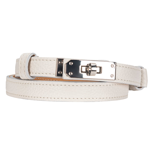 Gianni Segatta White Turn Lock Clasp One Size Leather Belt Timeless Martha's Vineyard 