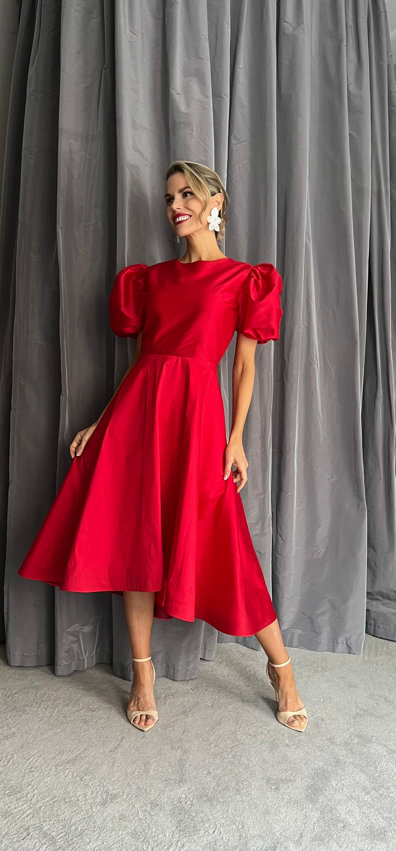 Caryn Taffeta Dress - Red Caryn Taffeta Dress - Red