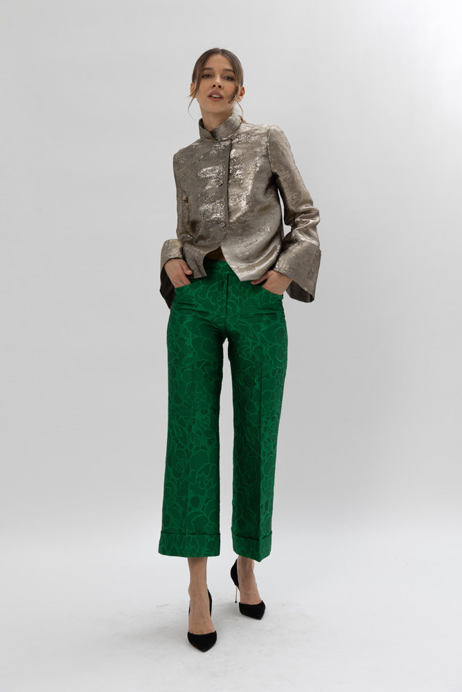 Margareth & Moi Floral Brocade Pants - Green Timeless Martha's Vineyard