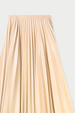 Natan Dalia Ivory Pleated Faux Leather Midi Skirt Timeless Martha's Vineyard 
