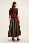 Natan Dalia Ivory Pleated Faux Leather Midi Skirt Timeless Martha's Vineyard 