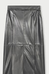 Natan Derien Black Straight Faux Leather Midi Skirt Timeless Martha's Vineyard 