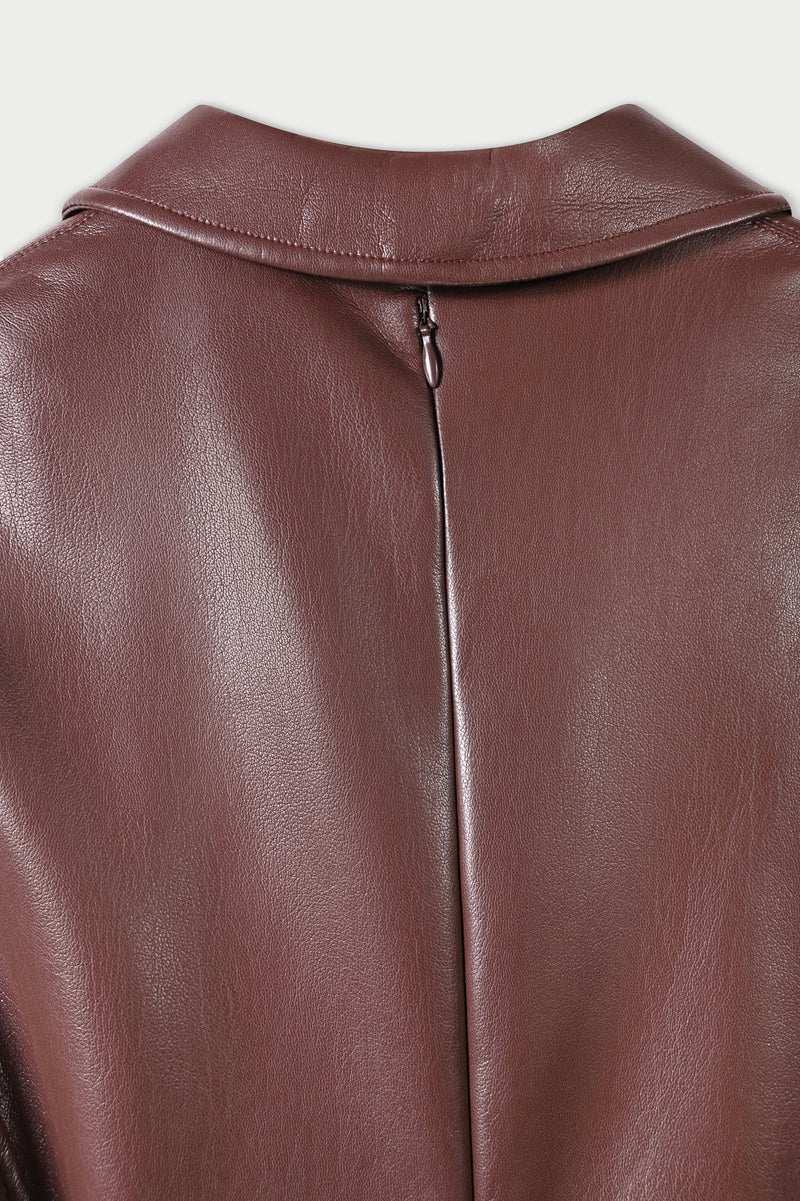 Natan Dolma Brown Faux Leather Midi Dress Timeless Martha's Vineyard 