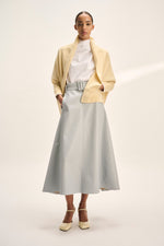 Natan Dame Grey Belted Soft Leather Midi Skirt Timeless Martha's Vineyard 