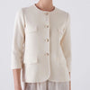 Amina Rubinacci Cream Sileki Cropped Button Down Jacket Timeless Martha's Vineyard 