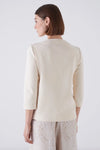 Amina Rubinacci Cream Sileki Cropped Button Down Jacket Timeless Martha's Vineyard 