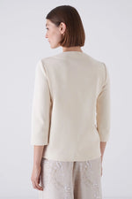Amina Rubinacci Cream Sileki Cropped Button Down Jacket Timeless Martha's Vineyard 