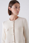 Amina Rubinacci Cream Sileki Cropped Button Down Jacket Timeless Martha's Vineyard 